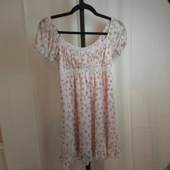 Stitch & Pine‎ Floral Babydoll Dress  Cold-Shoulder Womens XS Y2K Boho Cottage