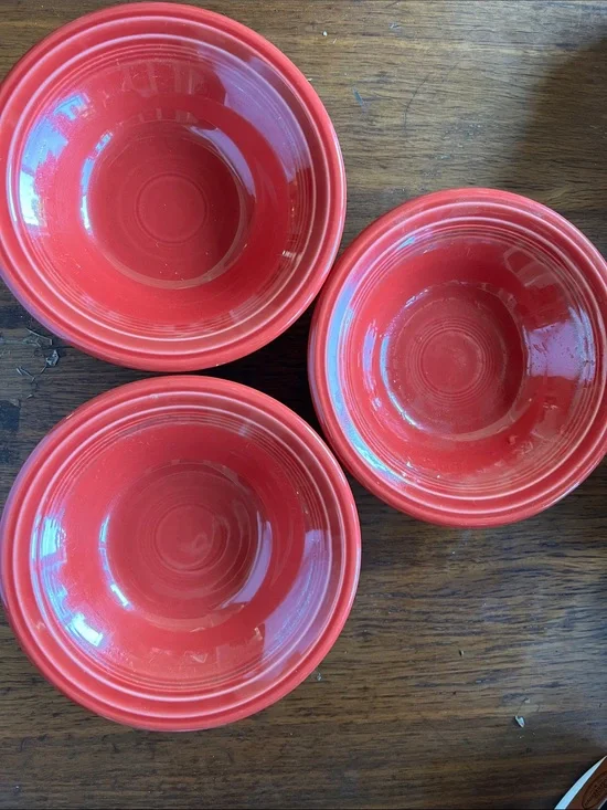 3 Fiesta Scarlet red cereal bowls 6 7/8
