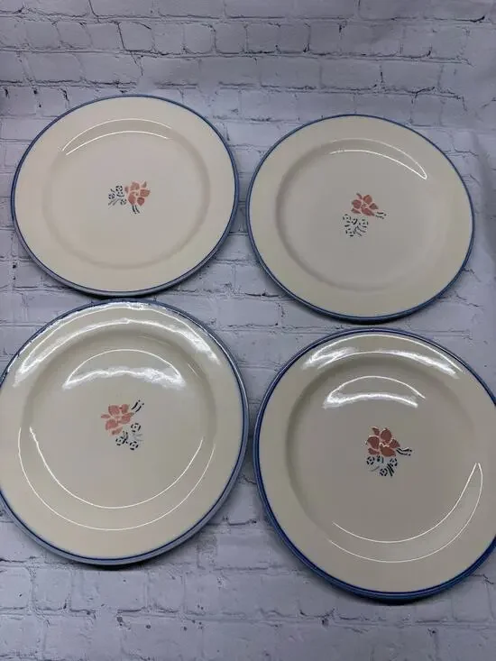 Longaberger Meadow Blossom Set of 4 dinner plates Hartstone Pottery 11