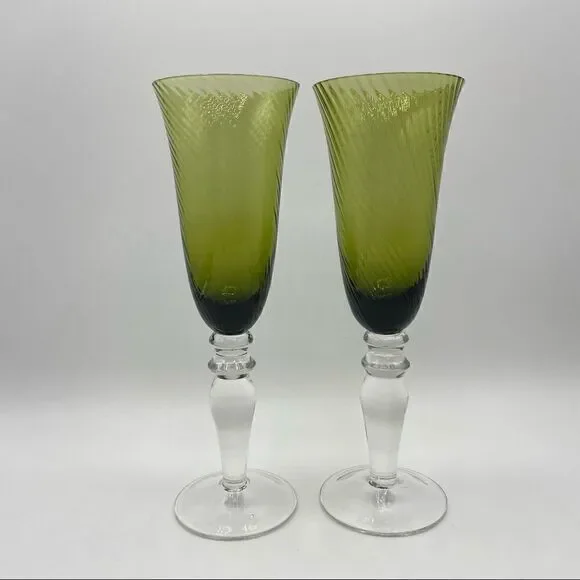 Pair of Vintage Swirl Champagne Glasses