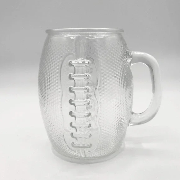 Home Essentials XL Football Beer Mug Clear Textured Glass‎ Stein