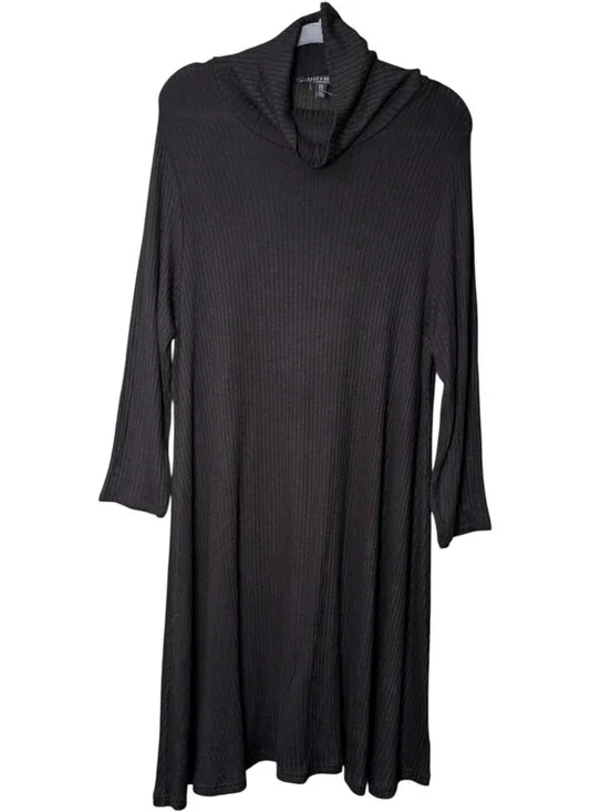 American Eagle Soft & Sexy Black Ribbed Cowl Neck Swing Dress Tunic size XXL AE