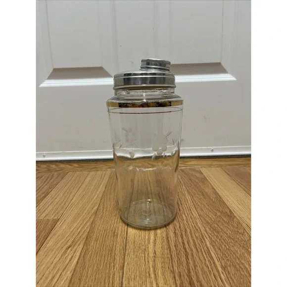 Vintage Clear Glass Large‎ Cocktail Shaker Set