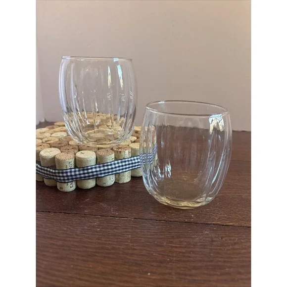 LIBBEY CRISA  GLASS SAMBA‎ DOUBLE OLD FASHIONED GLASSES SET OF 2