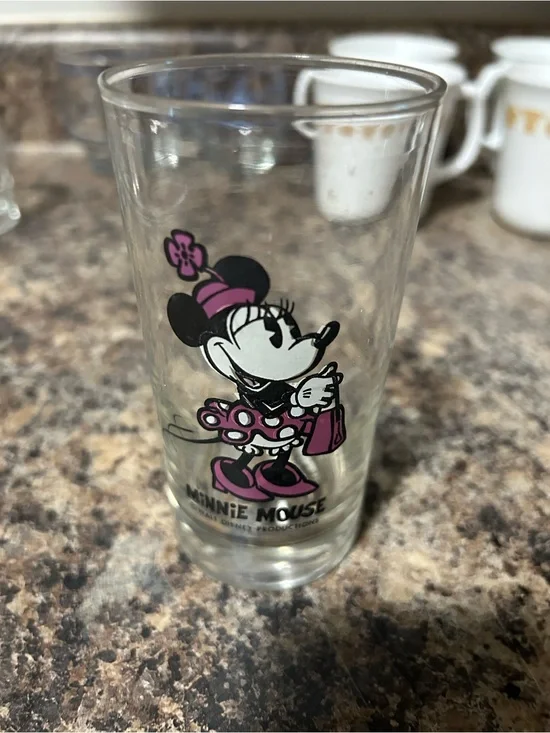 Disney Minnie Mouse Clear Glass Tumbler with Pink Accents