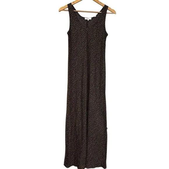 Vince scoop neck maxi slip dress silk black tan size XS