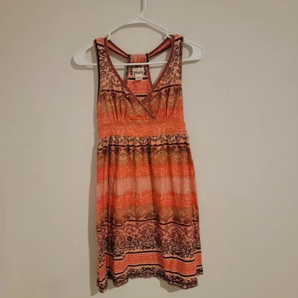 Vintage‎ Y2K Mudd Babydoll Size Small S Floral Racerback Boho Mini Dress Hippie