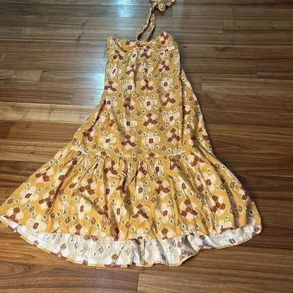 Aerie halter linen‎ blend maxi dress long flowy retro boho summer beach dress