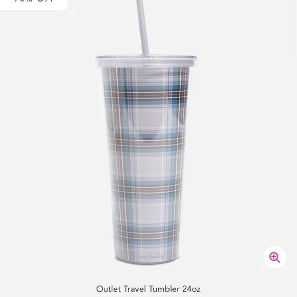 Vera Bradley Travel Tumbler Snowy Plaid 24 oz NWT