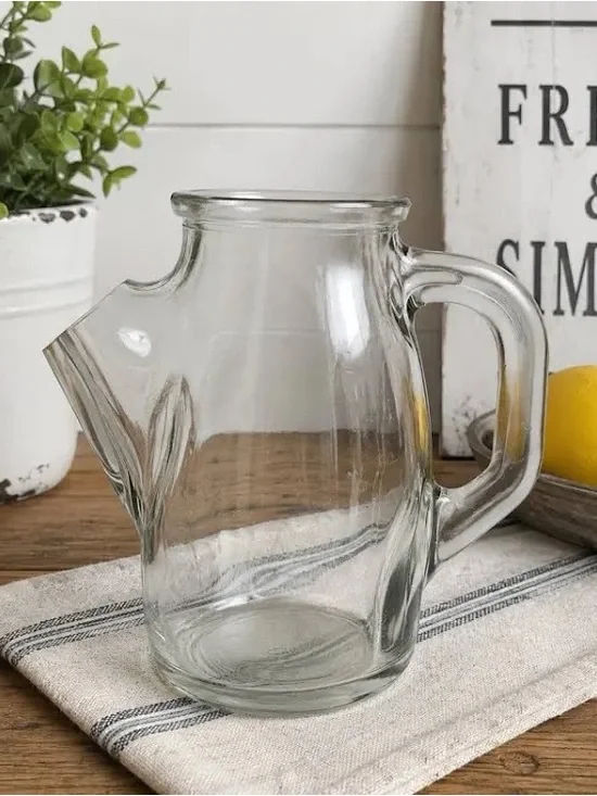 Vintage Clear Glass Snub Nose Pitcher