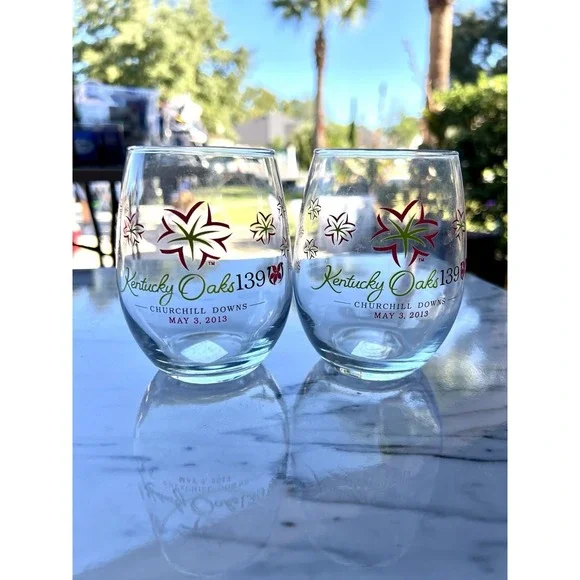 Lot of 2 KENTUCKY‎ OAKS 139 MAY 3. 2013 CHURCHILL DOWNS WINE GLASS