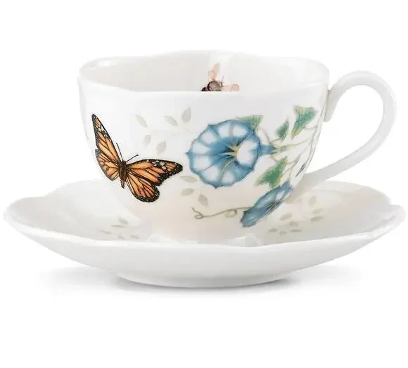 NEW Lenox Butterfly Meadow Monarch Teacup & Saucer Plate (Capacity: 8 oz.)