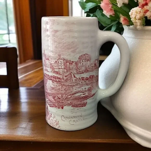 Royal Staffordshire Wilkinson‎ Tankard Stein Mug ANTIQUE Carnarvon Castle Red.