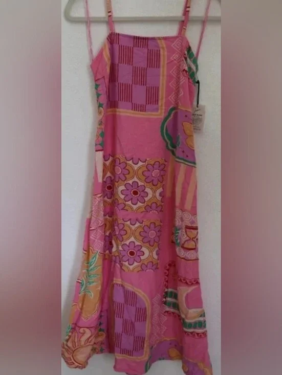 Japna Pink Floral Patchwork Midi Sundress NWT XS