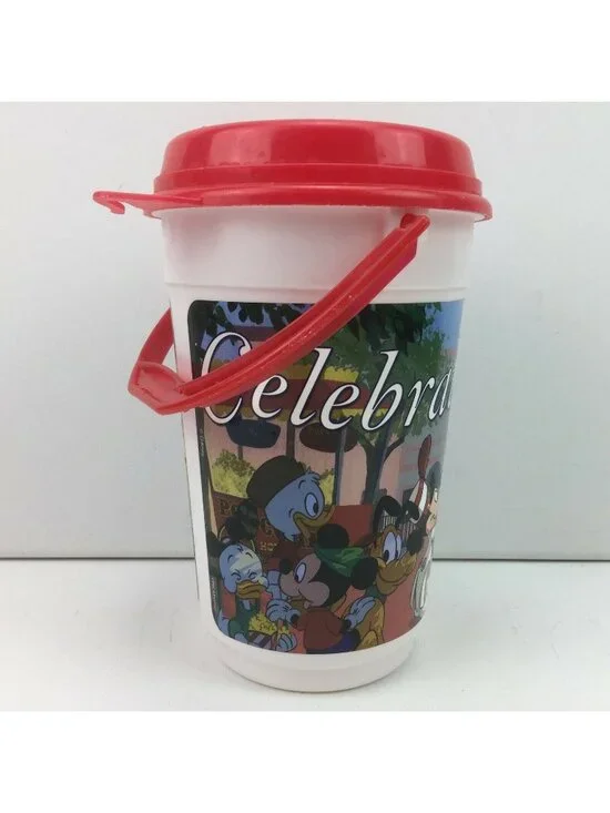Disneyland Souvenir Popcorn Bucket Celebrate Toon Tunes White Red Mickey Goofy