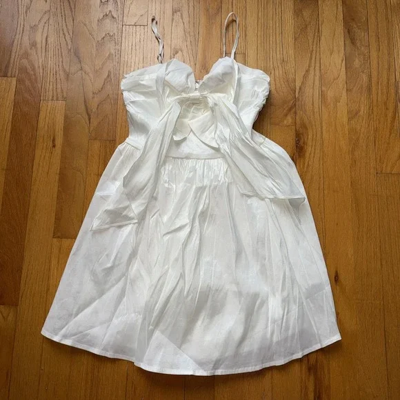 NEW Lulus Dress M White Satin Bow Front Fit & Flare Mini Bridal‎ Party Dress