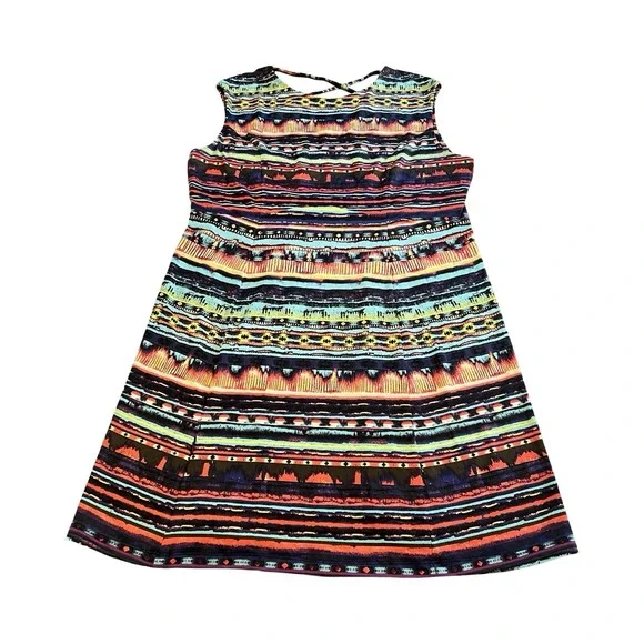 Title Nine Diamalete Dress Womens XL Tribal Geometric Print Strappy‎ Back Sporty