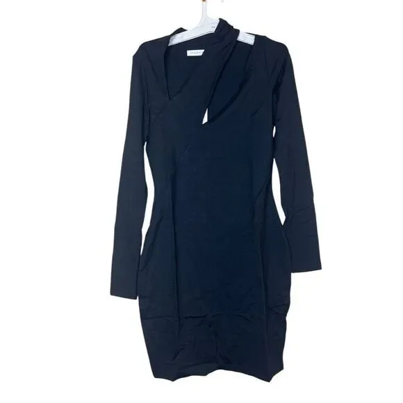 NEW Susana Monaco Diagonal Cut Out Mini‎ Dress in Black XLarge