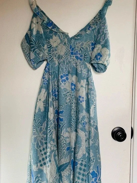 Abercrombie & Fitch Teal Floral Midi Dress Size XL