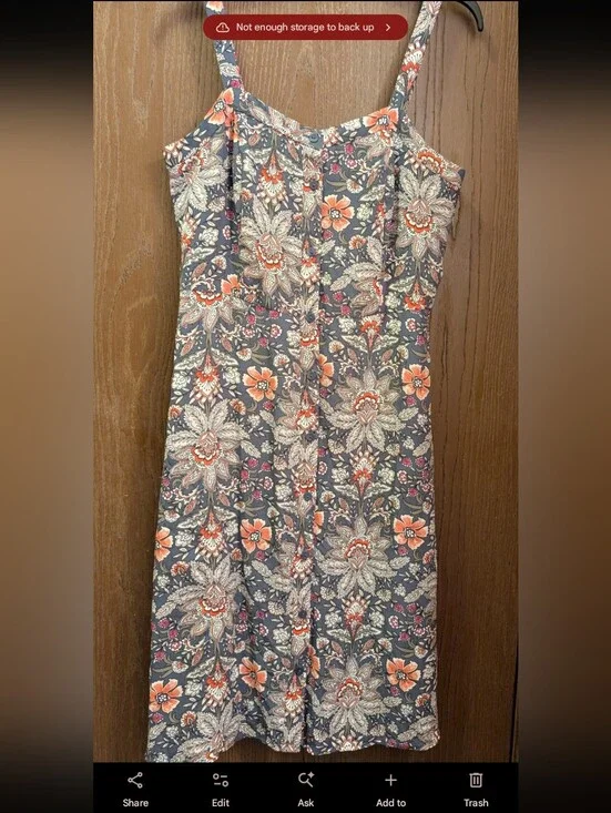 LOFT OUTLET Sz-4 Blue Multi-color Button-up Sleeveless Dress