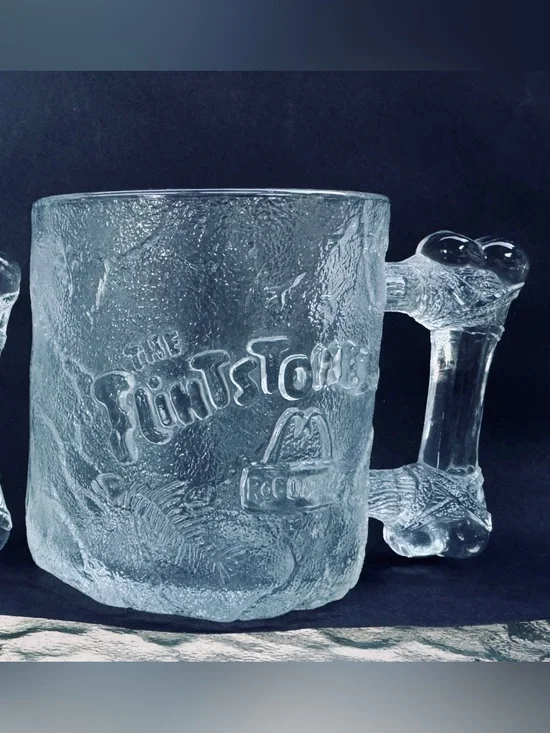 McDonald's Clear Textured Glass Mug with Embossed Logo - Transparent