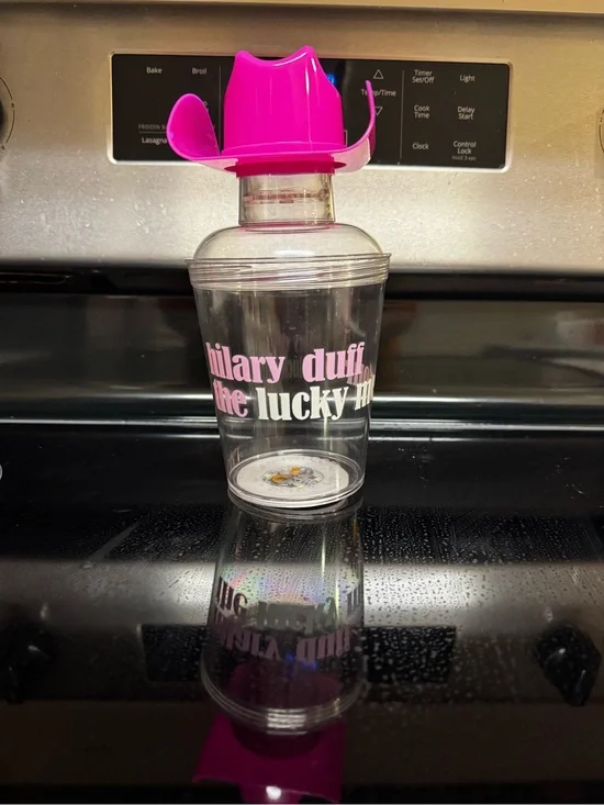 Hilary Duff 'The Lucky Me' Pink Accent Shaker Tumbler with Lid