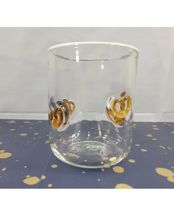 Anthropologie Pretzel Icon Whiskey Glass Juice with white rim