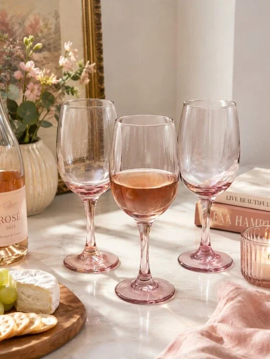 Pink Wine Glasses - Set of 3