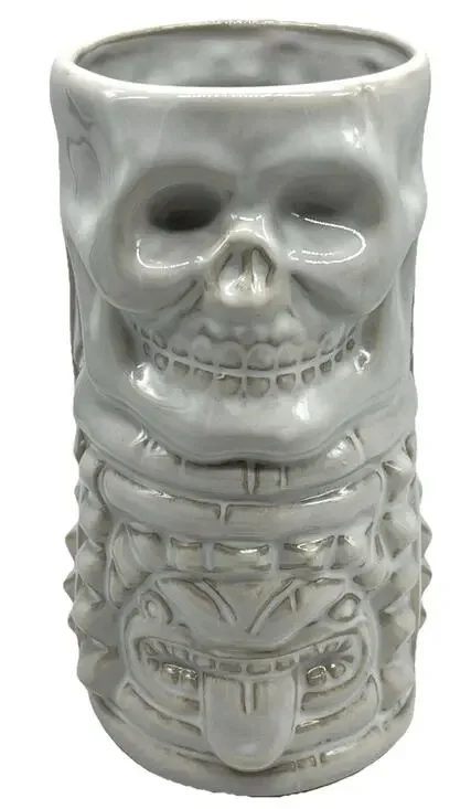 Pottery Barn Enchanted Tiki Mug Stacked Skull Totem Glass