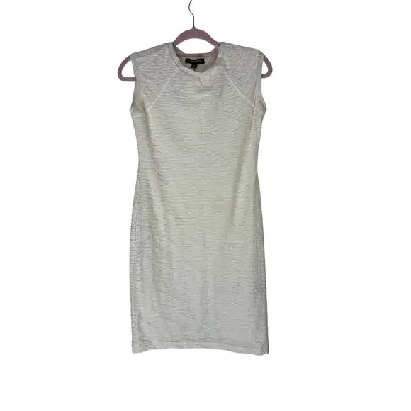 Sharagano Ivory Textured Sleeveless Stretchy Sheath Casual Mini Dress Size 4‎