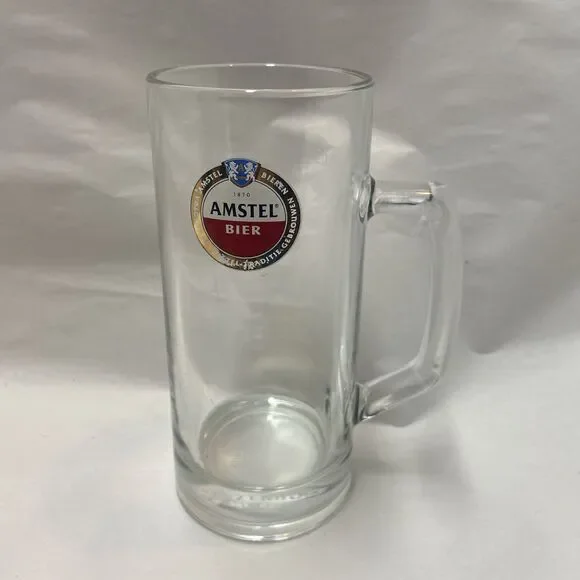 Amstel Beer Bier 20oz Stein Clear Glass with Logo