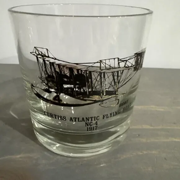 Vintage ‘Plane’ Bar Glass Tumbler 3 1/2