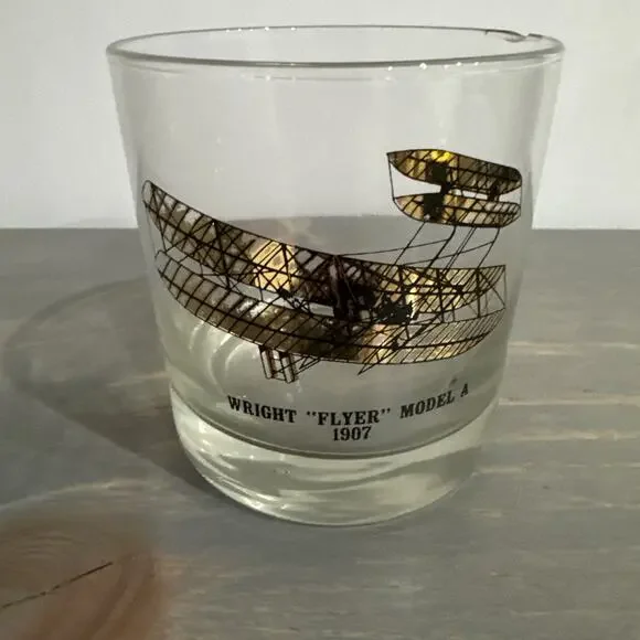 Vintage ‘Plane’ Bar Glass Tumbler 3 1/2