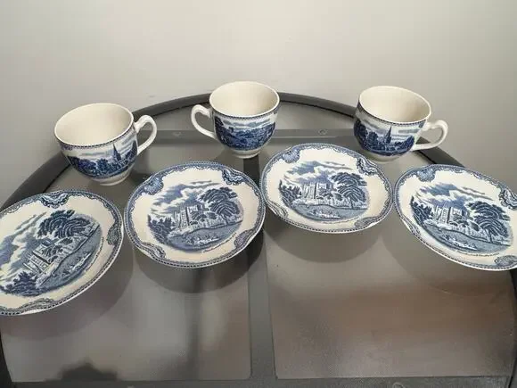 Seven Johnson Brothers English China Pieces - English Castles Collection