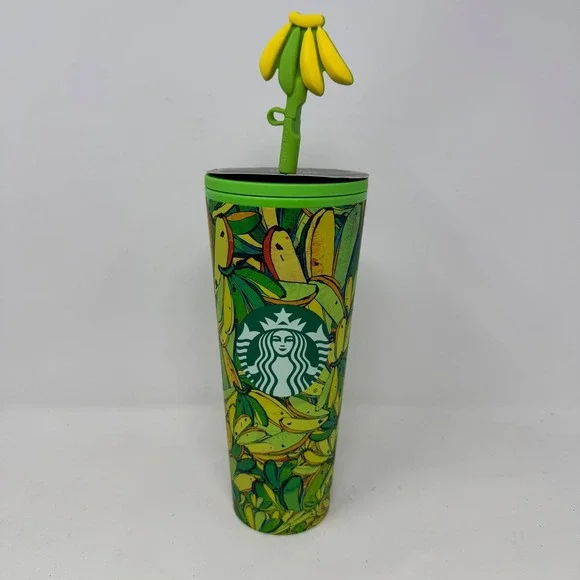 Starbucks x Farm Rio Banana Tropical 24oz Cold Cup Tumbler with Banana Straw NEW