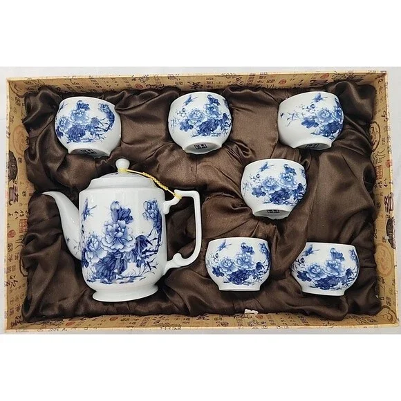 China Porcelain Tea Pot & Cup 7 Piece Set Art Make Taste Set Ci Yun Feng Hua