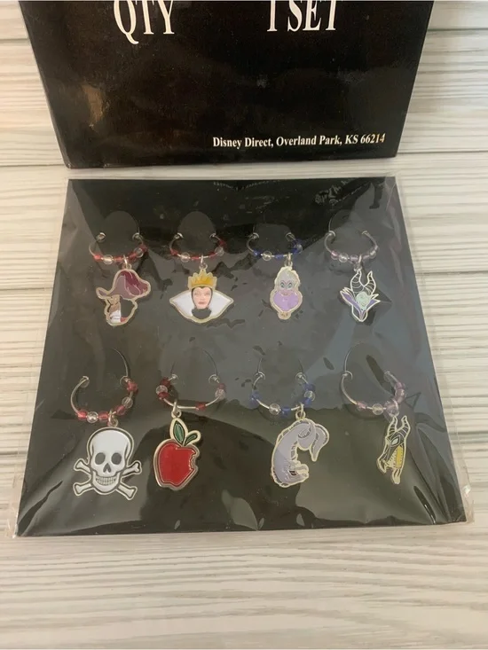 Vintage Disney Villains Enamel Wine Glass Charms