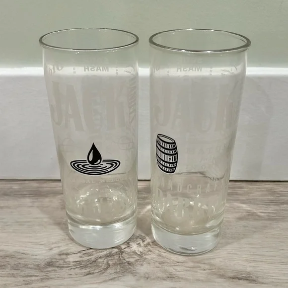Jack Daniel’s Old No 7 Tennessee Whiskey Silver Rimmed Highball Glasses Set Of 2
