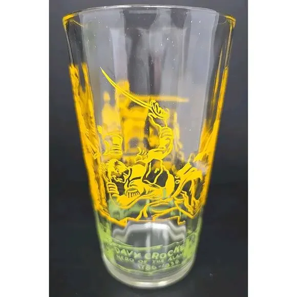 Vintage Davy Crockett Glass Yellow Tumbler Approx. Size: 5-1/2