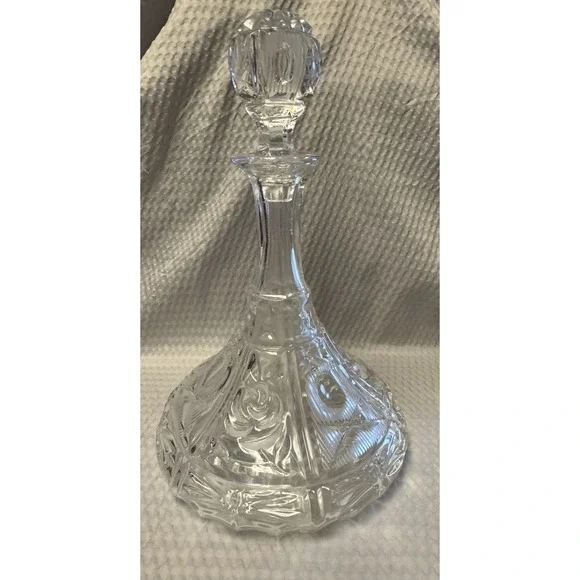 Vintage Cut Lead Crystal Glass Ships Decanter PeeDee Germany 10 inches Tall 1970