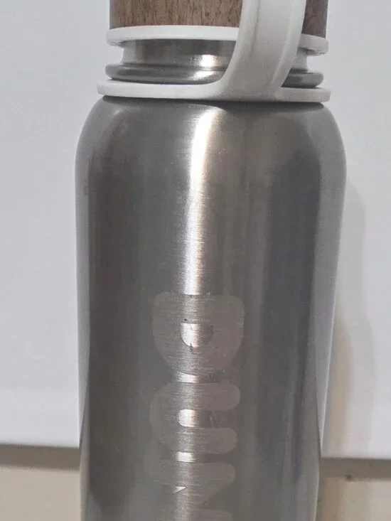 Dunkin Donuts Silver Stainless Seel Cork Hydration Water Bottle 28 Oz