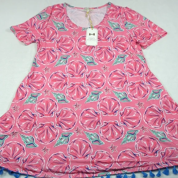 NEW Simply‎ Southern Wilmington Dress Sea Shells Beach Women's Size Large