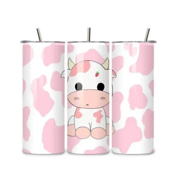 Strawberry Cow Pink 20oz Stainless Steel Tumbler