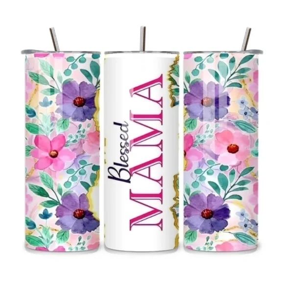 Blessed Mama Floral 20oz Stainless Steel Tumbler