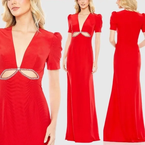 NWT‎ $458 Mac Duggal Cutout Column Gown in Red #2630 size 8