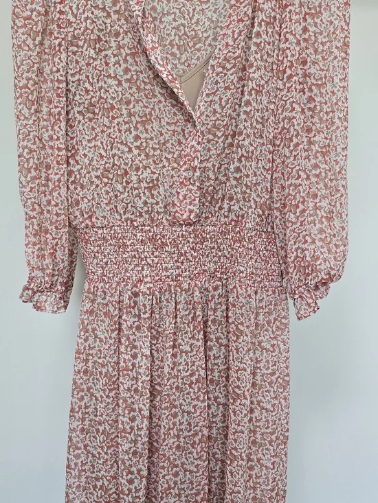 Tommy Hilfiger Coral and White Floral Midi Dress