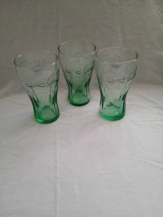 Libbey Coca Cola Georgia Green Tint 16 Ounce Embossed Tumblers-Set Of 3