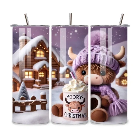 Highland Cow Christmas 20oz Stainless Steel Tumbler