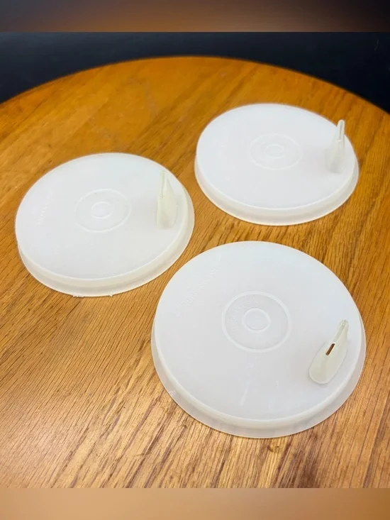 Vintage Set of 3 Tupperware Sippy Cup Sheer Lids #1552 Made in USA 3” Diameter