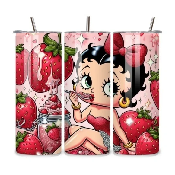 Betty Boop Strawberry 20oz Stainless Steel Tumbler